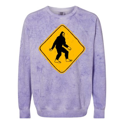 Funny Bigfoot Road Sign Colorblast Crewneck Sweatshirt