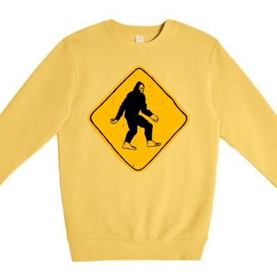 Funny Bigfoot Road Sign Premium Crewneck Sweatshirt