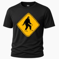 Funny Bigfoot Road Sign Cooling Performance Crew T-Shirt