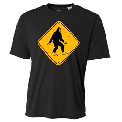 Funny Bigfoot Road Sign Cooling Performance Crew T-Shirt