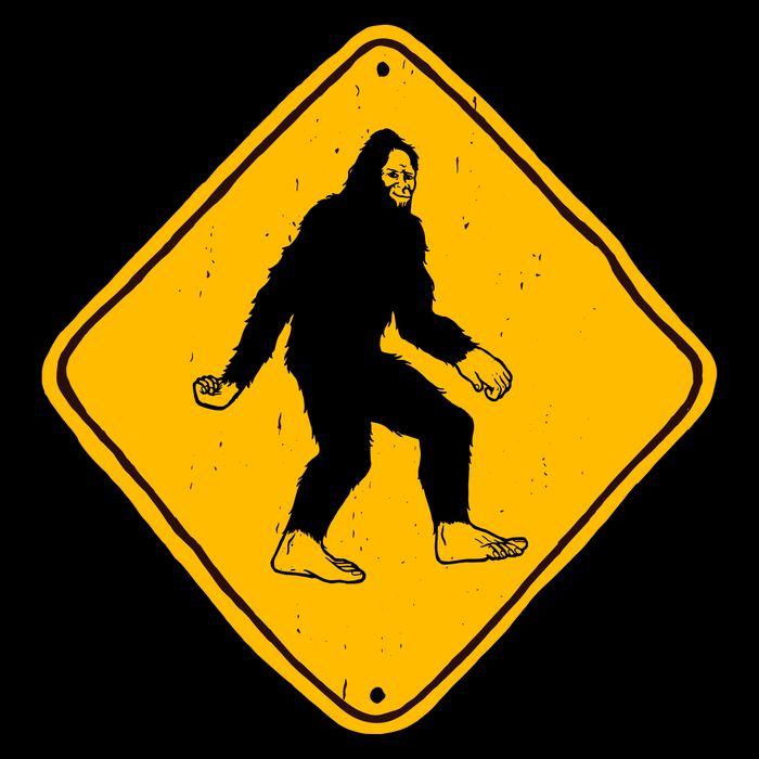 Funny Bigfoot Road Sign Cooling Performance Crew T-Shirt