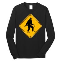 Funny Bigfoot Road Sign Long Sleeve Shirt