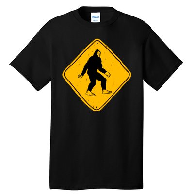 Funny Bigfoot Road Sign Tall T-Shirt