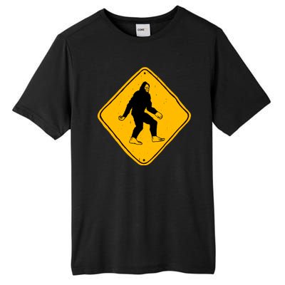 Funny Bigfoot Road Sign Tall Fusion ChromaSoft Performance T-Shirt