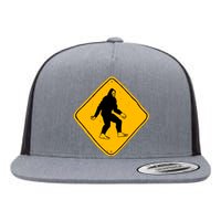 Funny Bigfoot Road Sign Flat Bill Trucker Hat