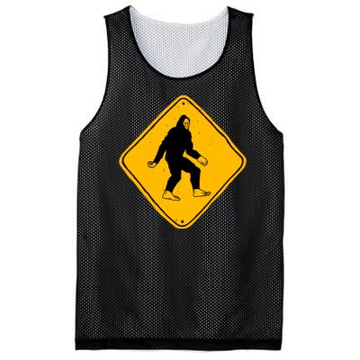 Funny Bigfoot Road Sign Mesh Reversible Basketball Jersey Tank