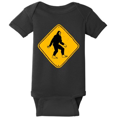 Funny Bigfoot Road Sign Baby Bodysuit