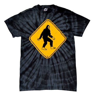 Funny Bigfoot Road Sign Tie-Dye T-Shirt