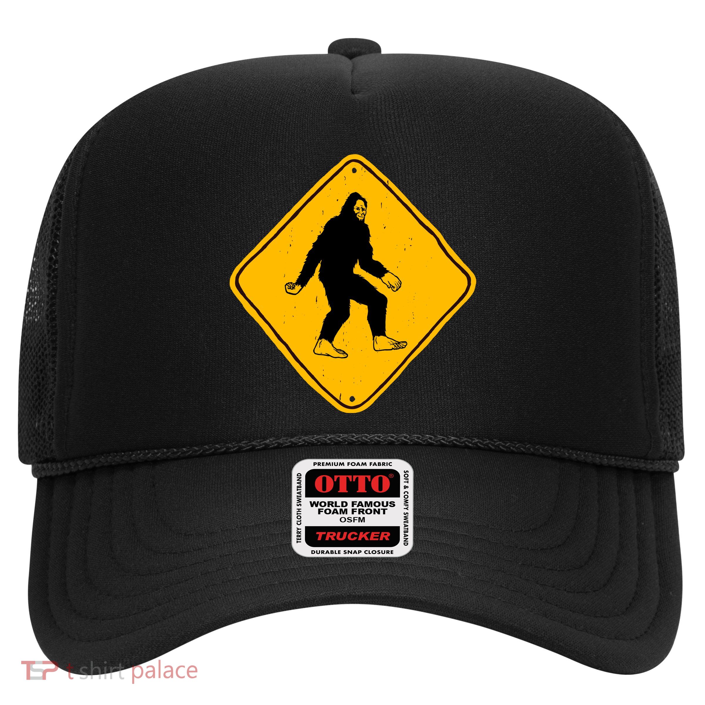 Funny Bigfoot Road Sign Trucker Hat