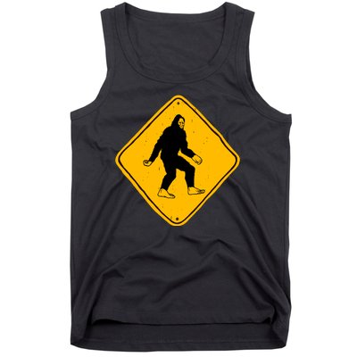 Funny Bigfoot Road Sign Tank Top