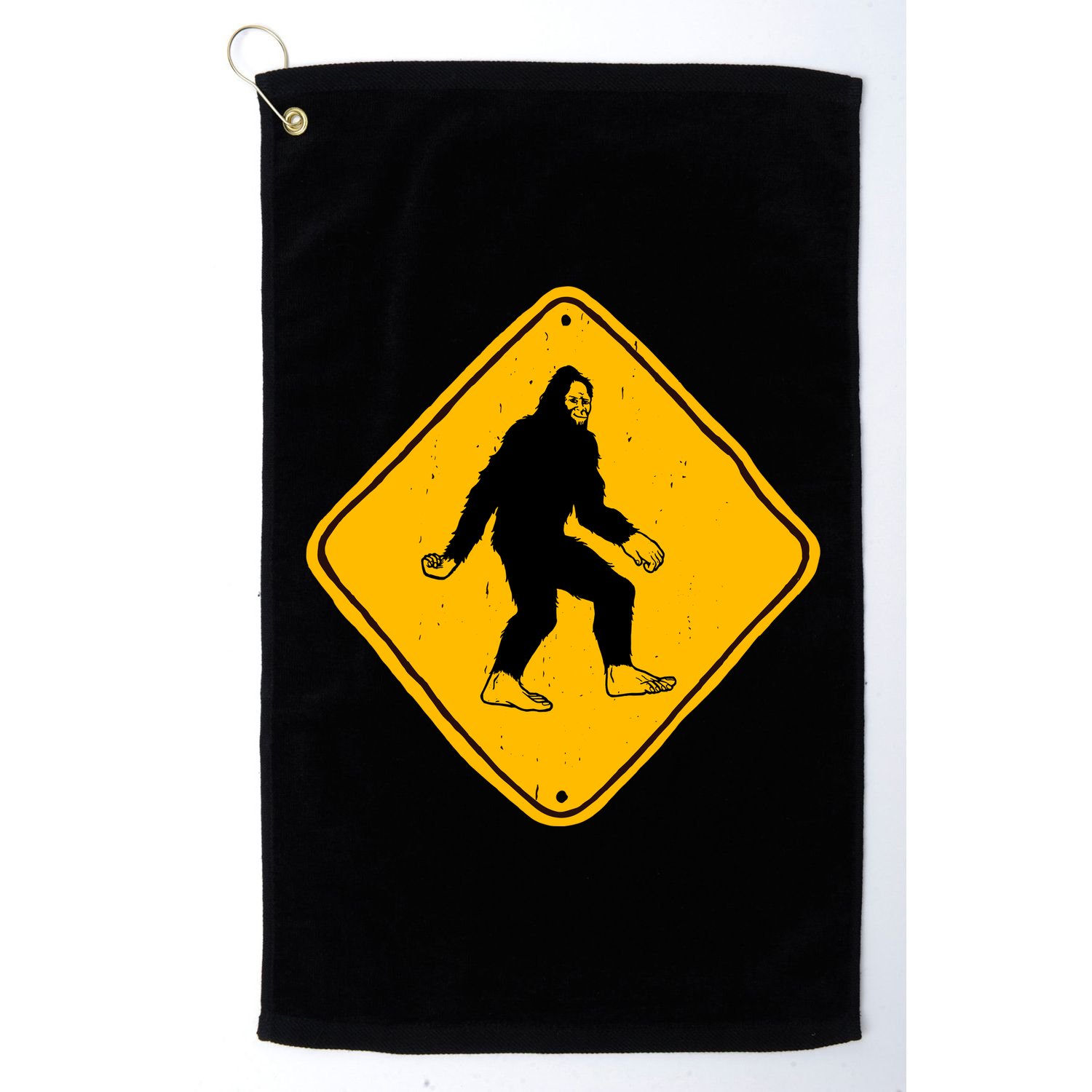 Funny Bigfoot Road Sign Golf Towel