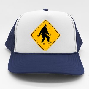 Funny Bigfoot Road Sign Trucker Hat