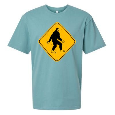 Funny Bigfoot Road Sign Sueded Cloud Jersey T-Shirt