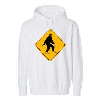 Funny Bigfoot Road Sign Garment-Dyed Fleece Hoodie