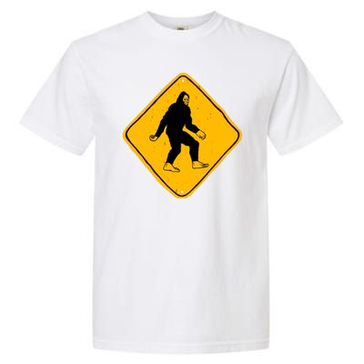 Funny Bigfoot Road Sign Garment-Dyed Heavyweight T-Shirt