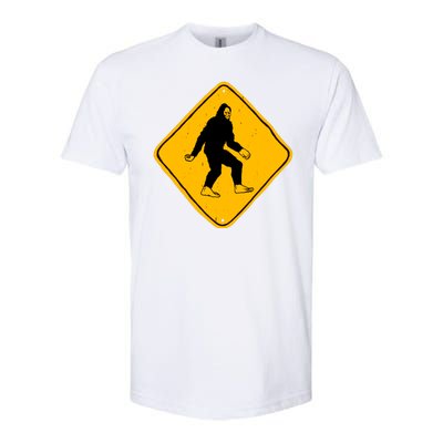 Funny Bigfoot Road Sign Softstyle CVC T-Shirt