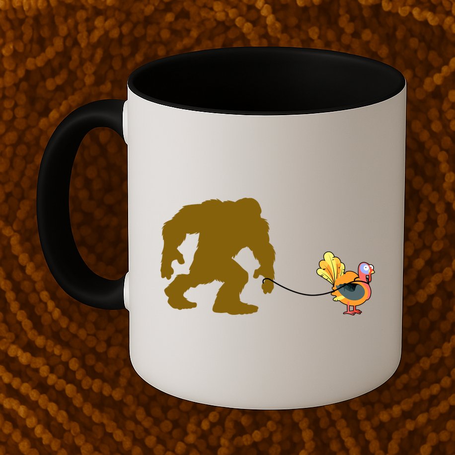 Funny Bigfoot Thanksgiving Turkey Mug