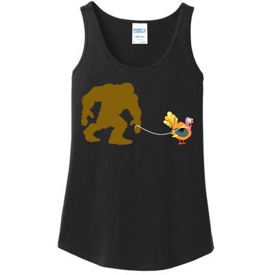 Funny Bigfoot Thanksgiving Turkey Ladies Essential Tank