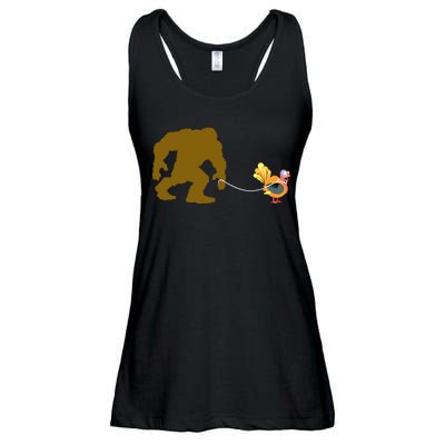 Funny Bigfoot Thanksgiving Turkey Ladies Essential Flowy Tank