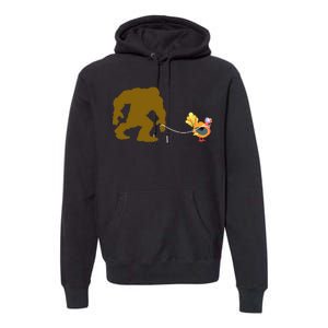 Funny Bigfoot Thanksgiving Turkey Premium Hoodie