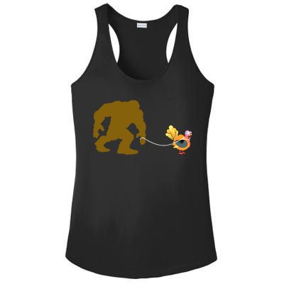 Funny Bigfoot Thanksgiving Turkey Ladies PosiCharge Competitor Racerback Tank