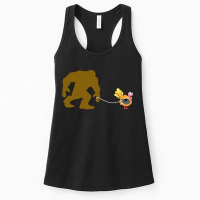 Funny Bigfoot Thanksgiving Turkey Womens Tank Top