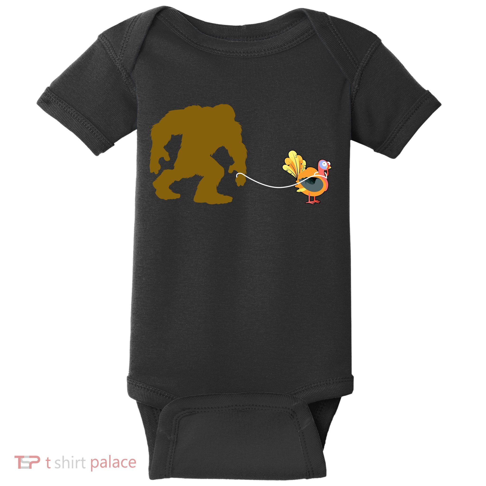 Funny Bigfoot Thanksgiving Turkey Baby Bodysuit