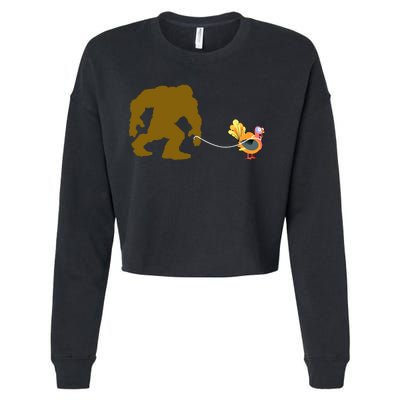 Funny Bigfoot Thanksgiving Turkey Cropped Pullover Crew