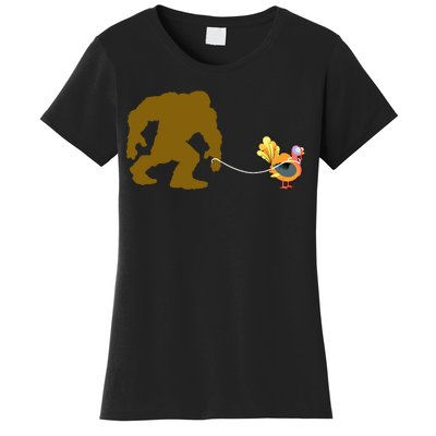 Funny Bigfoot Thanksgiving Turkey Women's T-Shirt