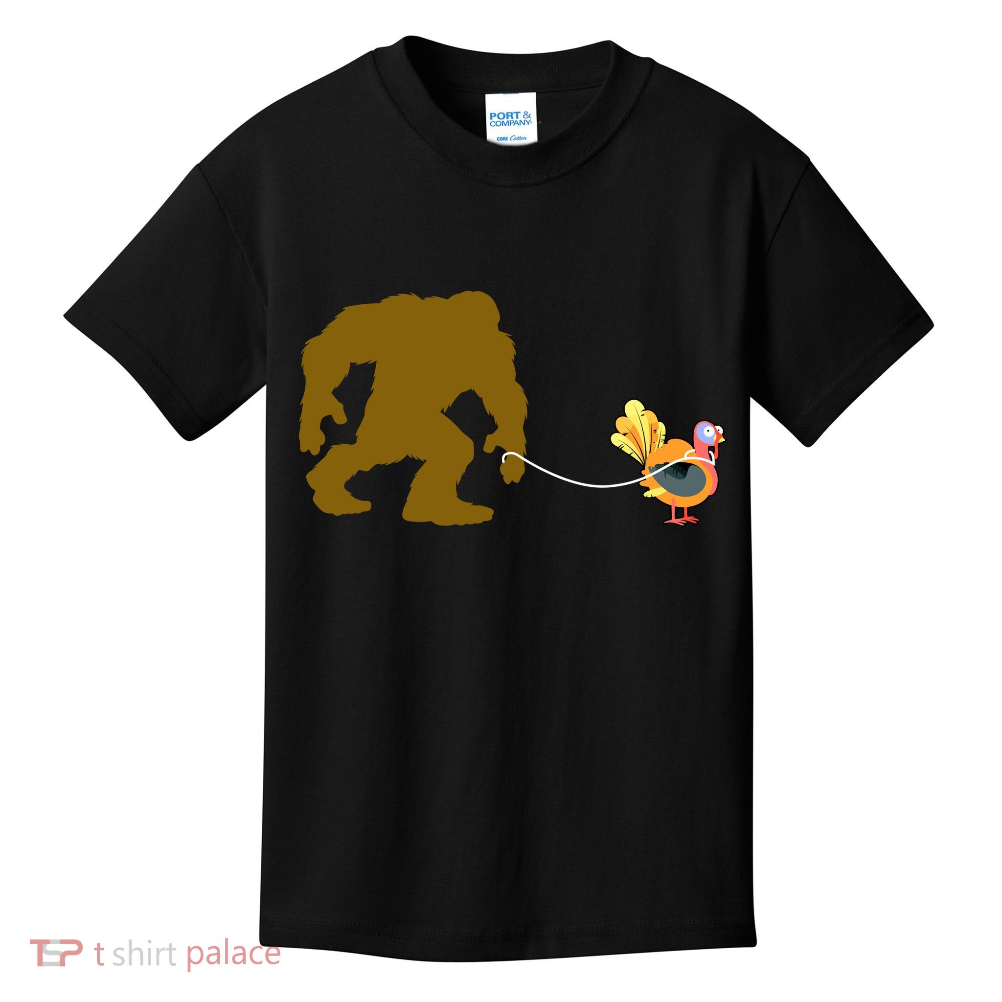 Funny Bigfoot Thanksgiving Turkey Kids T-Shirt