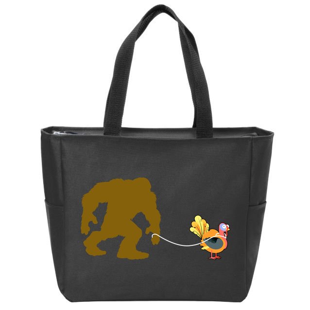 Funny Bigfoot Thanksgiving Turkey Zip Tote Bag