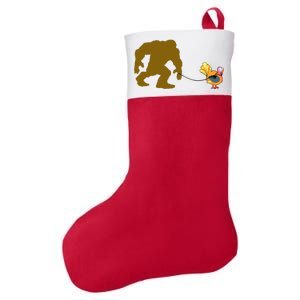 Funny Bigfoot Thanksgiving Turkey Felt Holiday Christmas Stocking