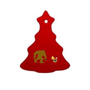 Funny Bigfoot Thanksgiving Turkey Ceramic Tree Ornament