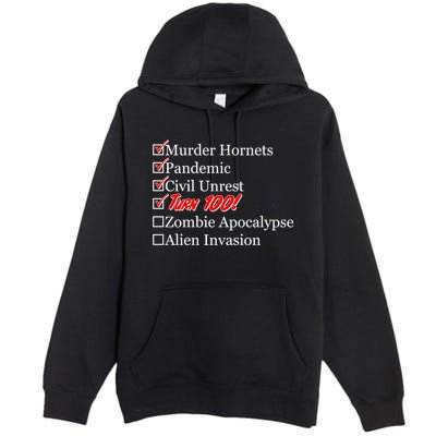 Funny Birthday In Quarantine Checklist 100th Birthday Premium Pullover Hoodie