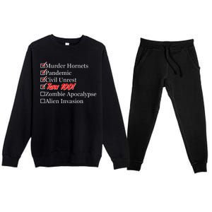 Funny Birthday In Quarantine Checklist 100th Birthday Premium Crewneck Sweatsuit Set