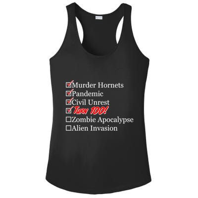 Funny Birthday In Quarantine Checklist 100th Birthday Ladies PosiCharge Competitor Racerback Tank