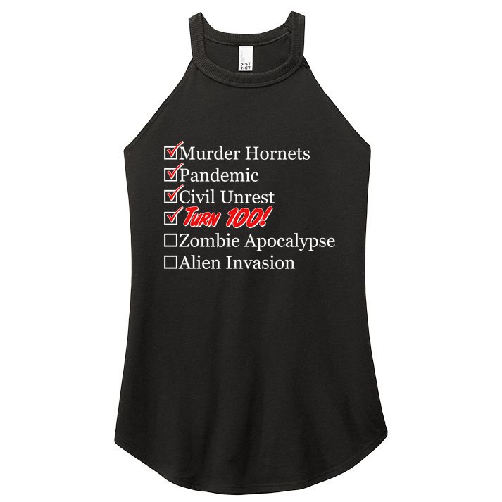 Funny Birthday In Quarantine Checklist 100th Birthday Women's Perfect Tri Rocker Tank