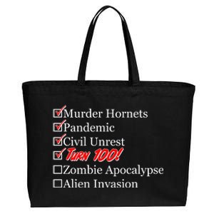 Funny Birthday In Quarantine Checklist 100th Birthday Cotton Canvas Jumbo Tote