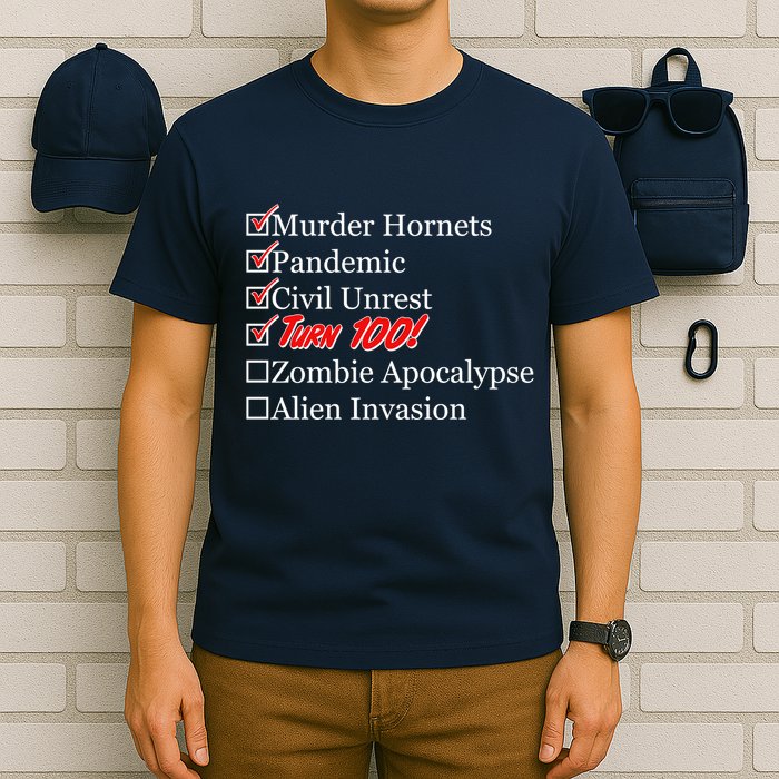 Funny Birthday In Quarantine Checklist 100th Birthday T-Shirt