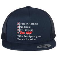 Funny Birthday In Quarantine Checklist 100th Birthday Flat Bill Trucker Hat