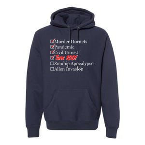 Funny Birthday In Quarantine Checklist 100th Birthday Premium Hoodie