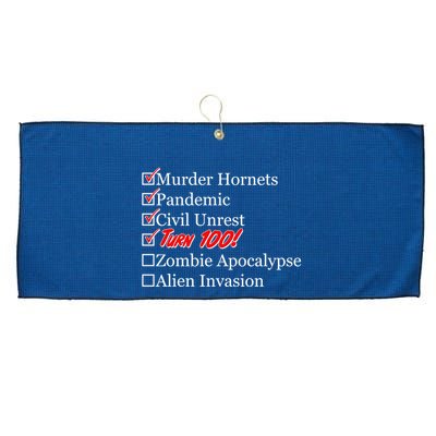 Funny Birthday In Quarantine Checklist 100th Birthday Large Microfiber Waffle Golf Towel