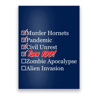 Funny Birthday In Quarantine Checklist 100th Birthday Poster