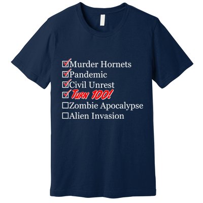 Funny Birthday In Quarantine Checklist 100th Birthday Premium T-Shirt