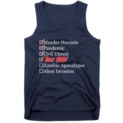 Funny Birthday In Quarantine Checklist 100th Birthday Tank Top