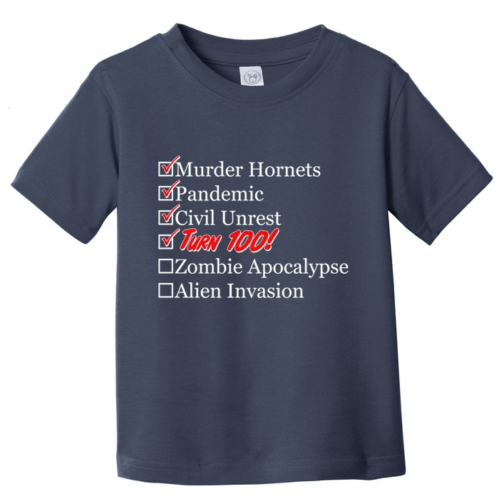 Funny Birthday In Quarantine Checklist 100th Birthday Toddler T-Shirt