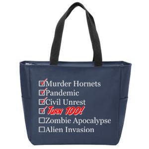 Funny Birthday In Quarantine Checklist 100th Birthday Zip Tote Bag