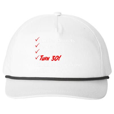 Funny Birthday In Quarantine Checklist 30th Birthday Snapback Five-Panel Rope Hat