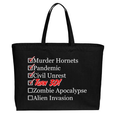 Funny Birthday In Quarantine Checklist 30th Birthday Cotton Canvas Jumbo Tote