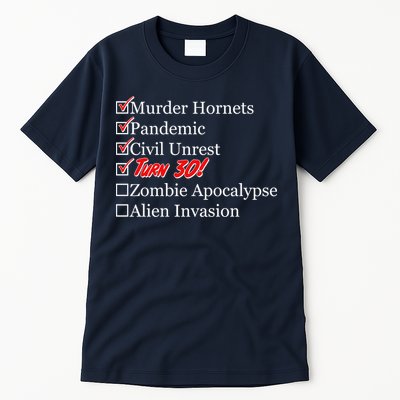 Funny Birthday In Quarantine Checklist 30th Birthday Tall T-Shirt